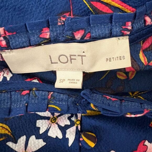 Loft Long Sleeve Shirt Dress Floral Size Petite Small - Picture 7 of 8